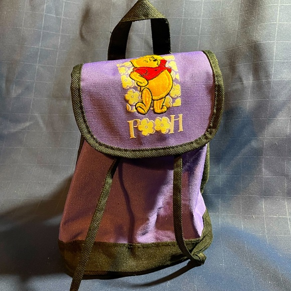 VTG 90s Disney Winnie the Pooh purple/black mini backpack NWOT - Picture 1 of 13